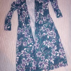 LuLaRoe Teal and White Floral Kimono